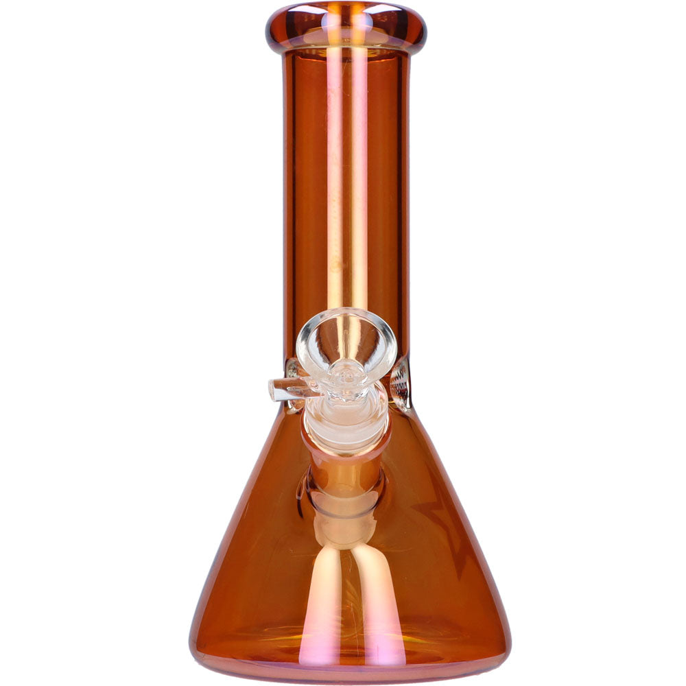 Famous Brandz 8" Fumed Beaker Bong with 45 Degree Joint, Front View on Seamless White