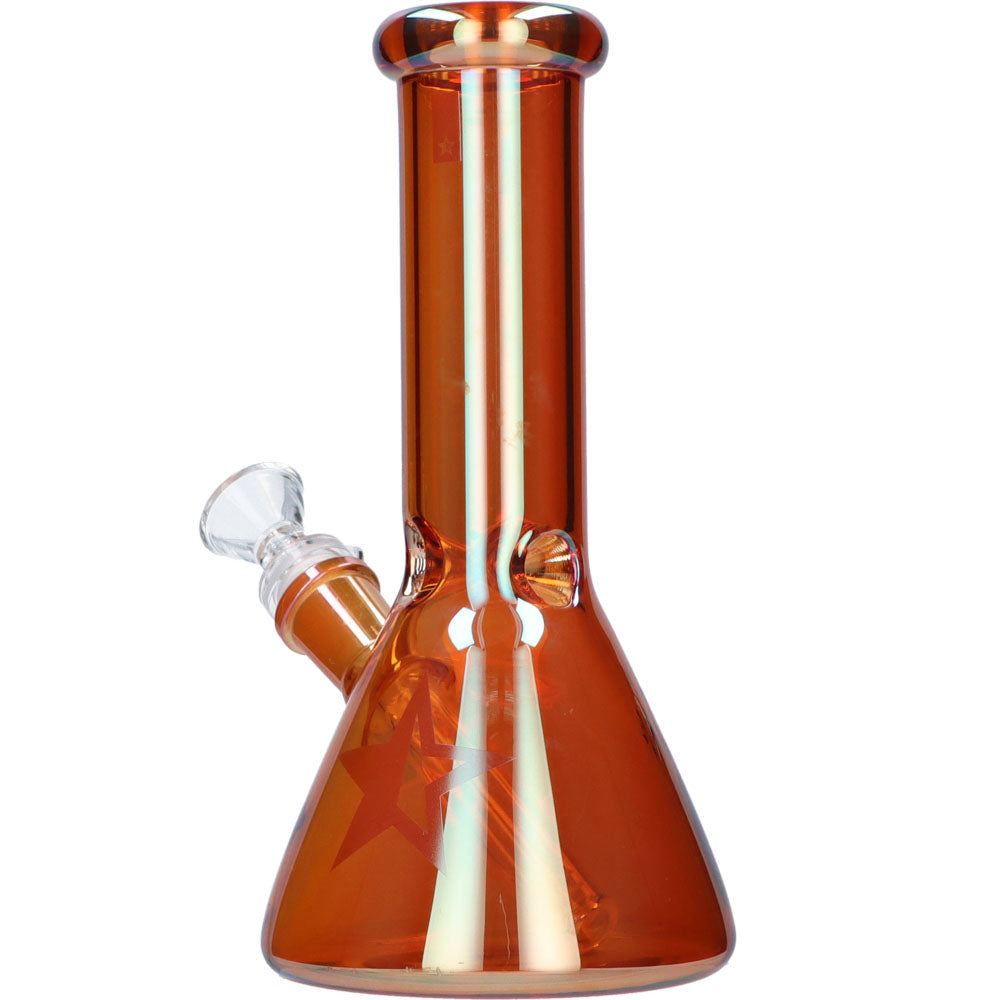 Famous Brandz 8" Fumed Glass Beaker Water Pipe for Dry Herbs, Front View on White