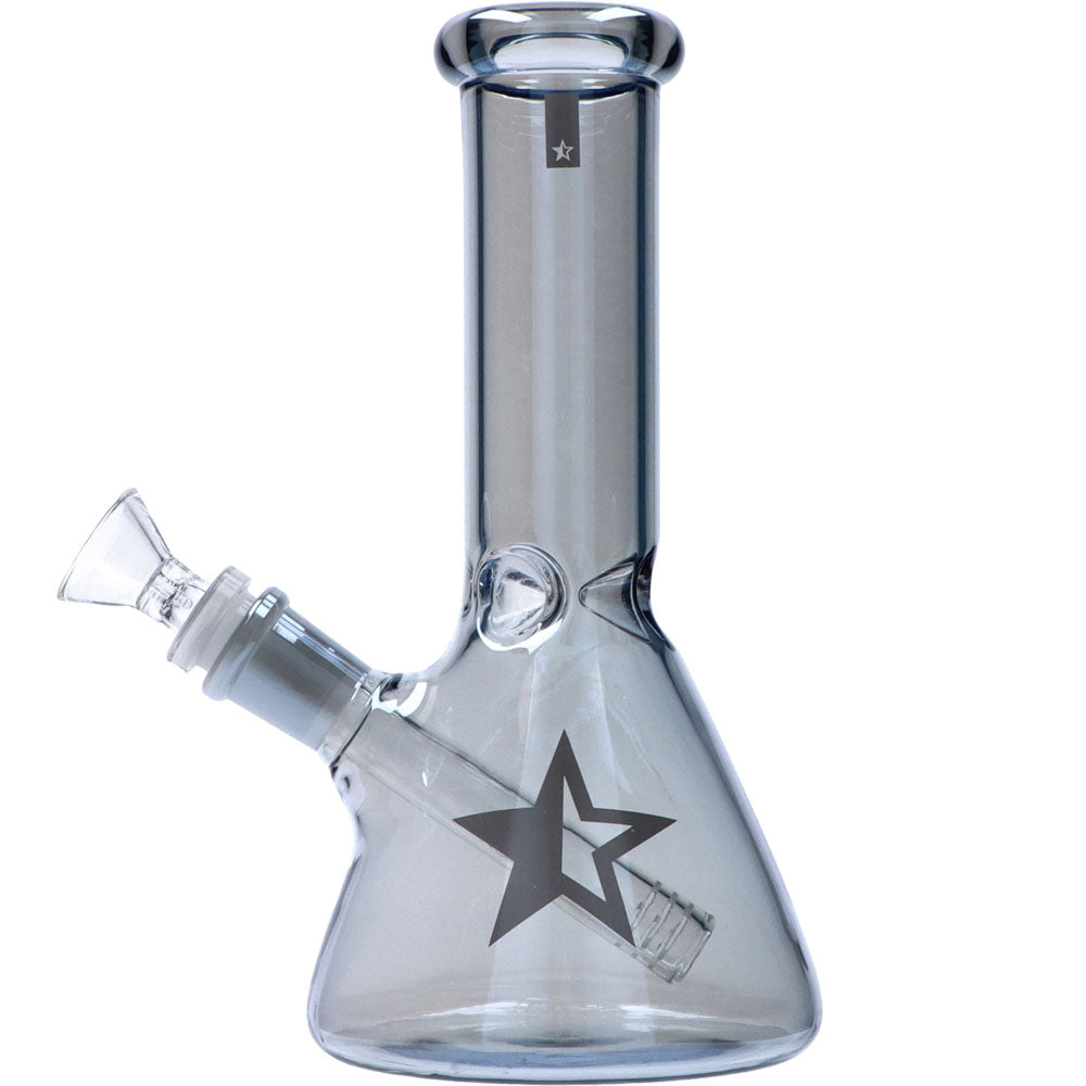 Famous Brandz 8" Fumed Glass Beaker Bong with 45 Degree Joint for Dry Herbs, Front View