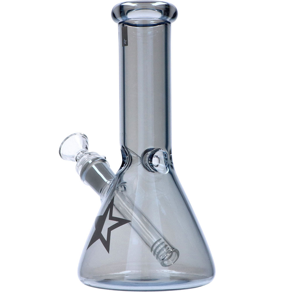 Famous Brandz 8" Fumed Glass Beaker Water Pipe for Dry Herbs, 45 Degree Joint, Front View