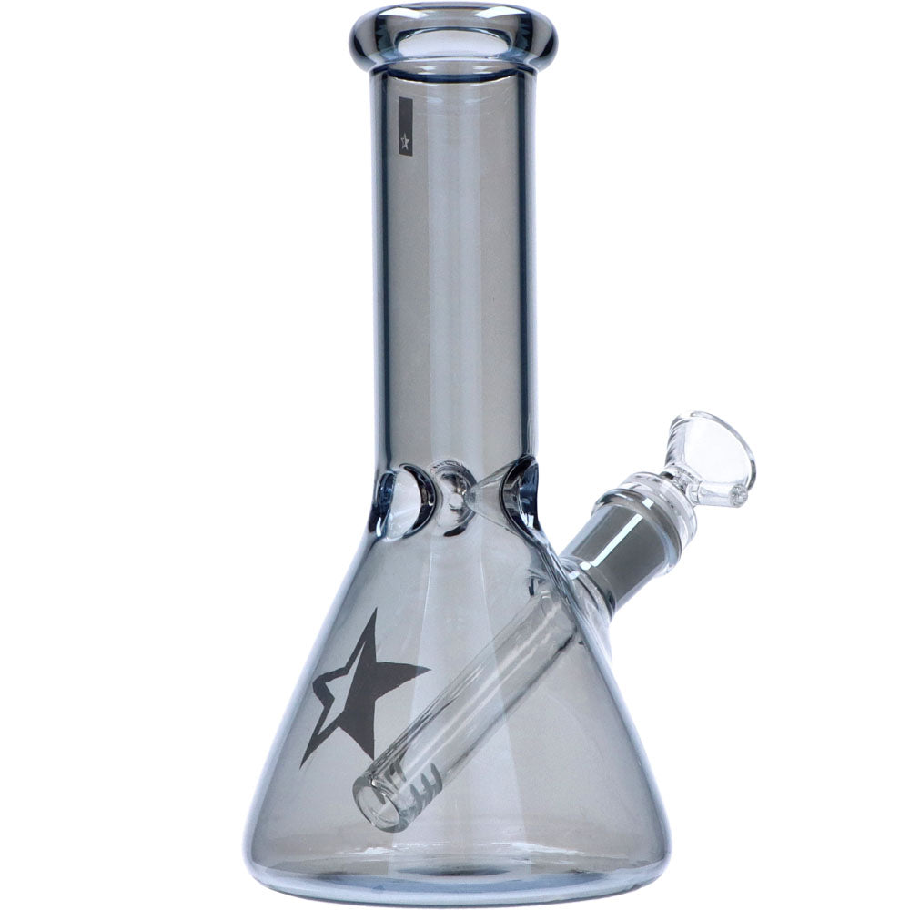 Famous Brandz 8" Fumed Beaker Water Pipe with 45 Degree Joint, Front View on White