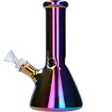 Famous 8" Fumed Glass Beaker Water Pipe with Iridescent Finish - Front View
