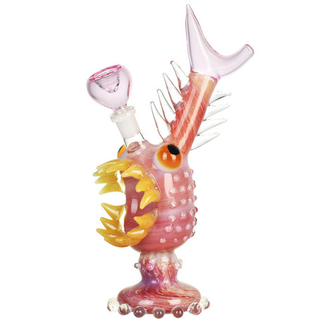 Feisty Ocean Creature Water Pipe, 10", 14mm Female Joint, Borosilicate Glass, Angled View