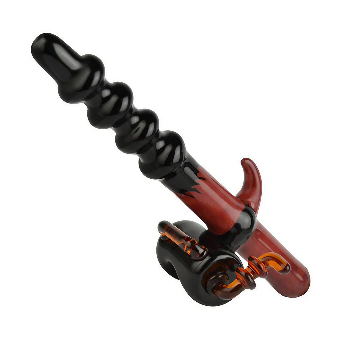 Borosilicate glass Fisherman Pole Hand Pipe for dry herbs, 8.5" length, with a unique spoon design