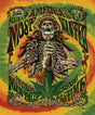 Tie-dye fleece blanket with America's Most Wanted skull and cannabis design, size 79" x 94"