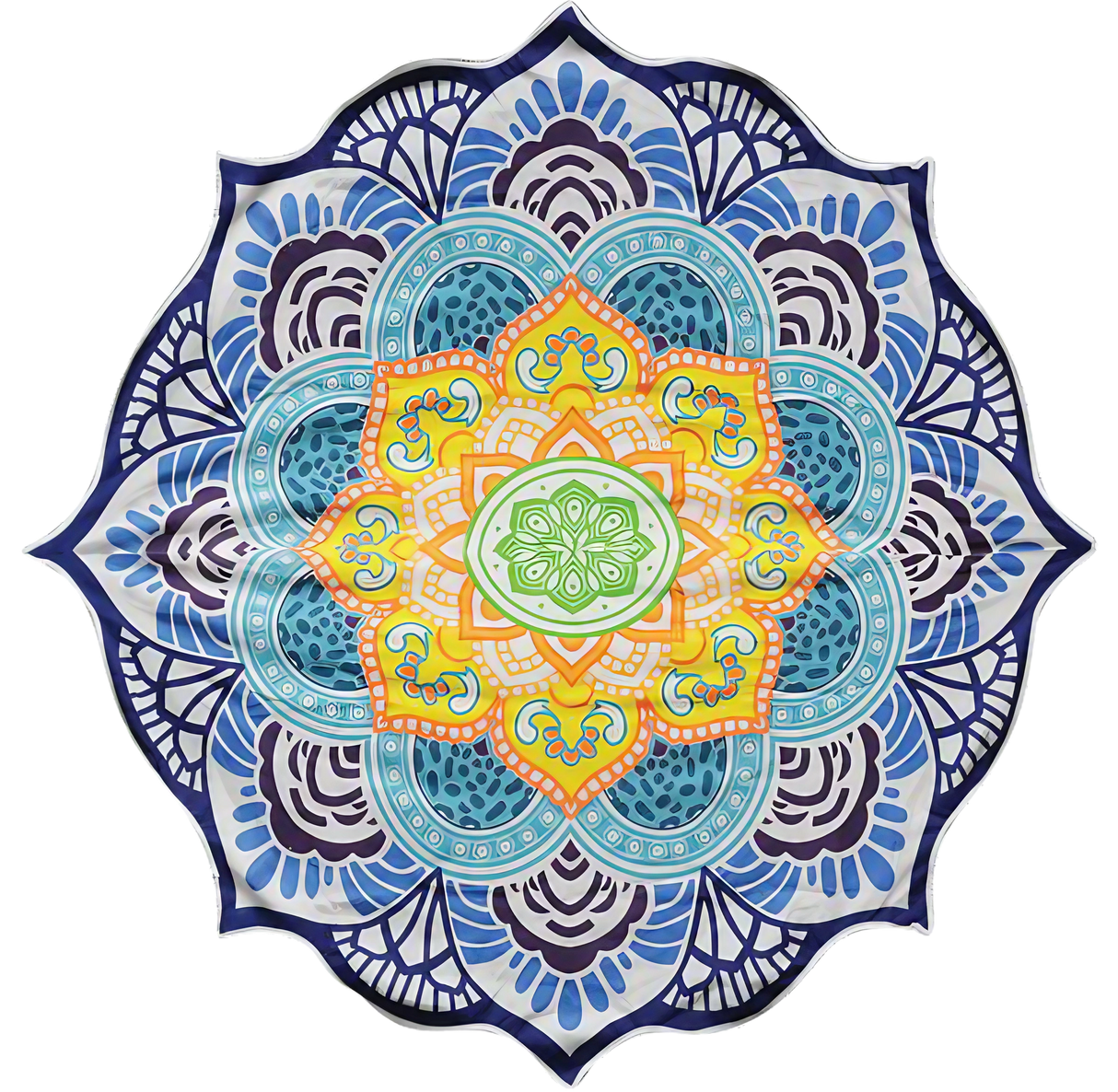 Colorful Flower Mandala Tapestry in Cotton from India, Medium Size - Top View