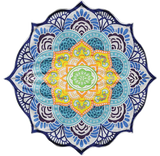 Colorful Flower Mandala Tapestry in Cotton from India, Medium Size - Top View