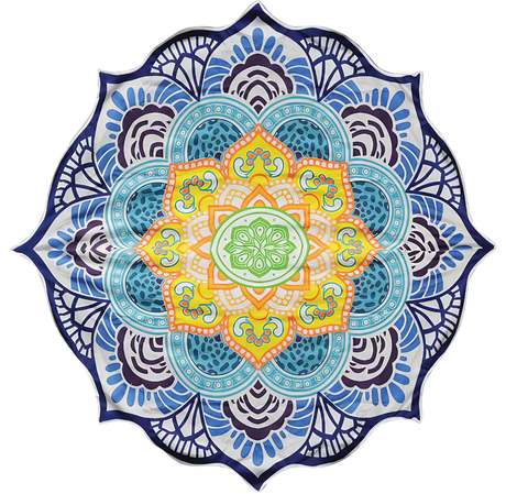 Colorful Flower Mandala Tapestry in Cotton from India, Medium Size - Top View