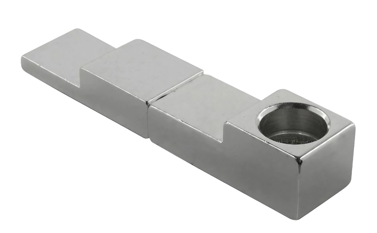 Foldable Magnetic Pipe in Aluminum - Portable Design for Dry Herbs, Heavy Wall Side View