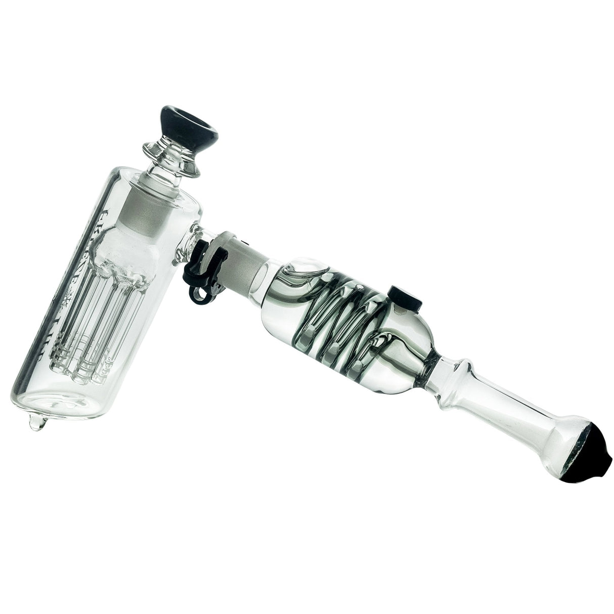 Freeze Pipe Hammer-Style Bubbler with Glycerin Chamber and 6-Arm Tree Percolator, Clear Design