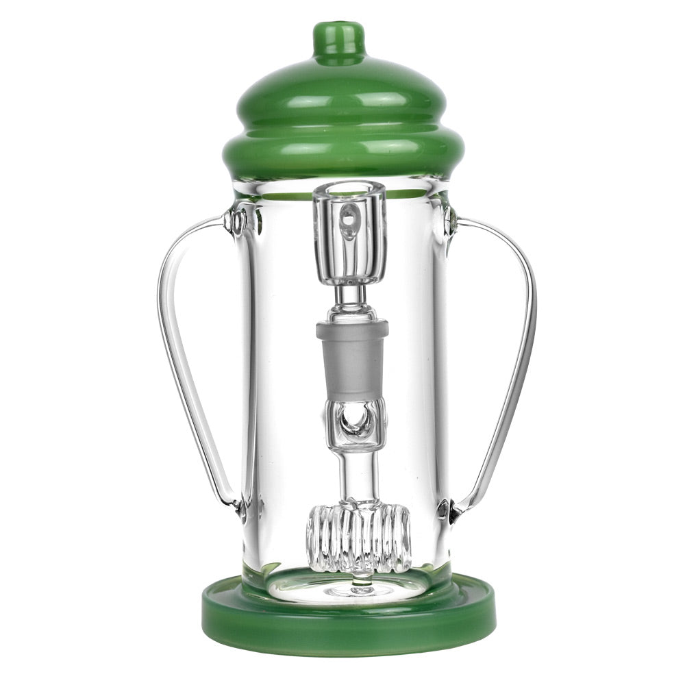 7.5" French Press Oil Rig with 14mm Female Joint, Borosilicate Glass, Front View