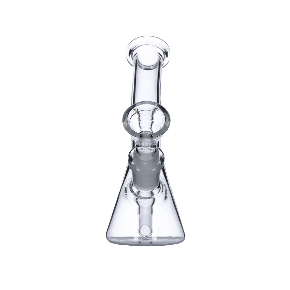 Frosty Hits Mini Bong with Bent Neck and Beaker Base in Clear Borosilicate Glass - Front View