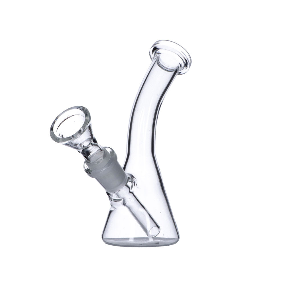 Frosty Hits Mini Bong - 5" Bent Neck Beaker Water Pipe in White, Portable Design