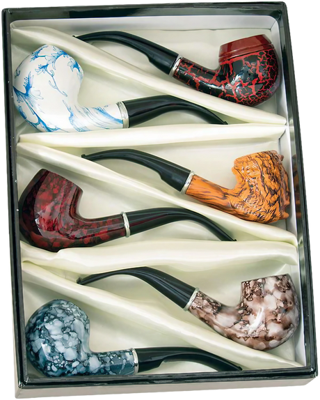 Fujima steel tobacco pipes 6 pack in assorted colors, compact design, 5.5" size, top view