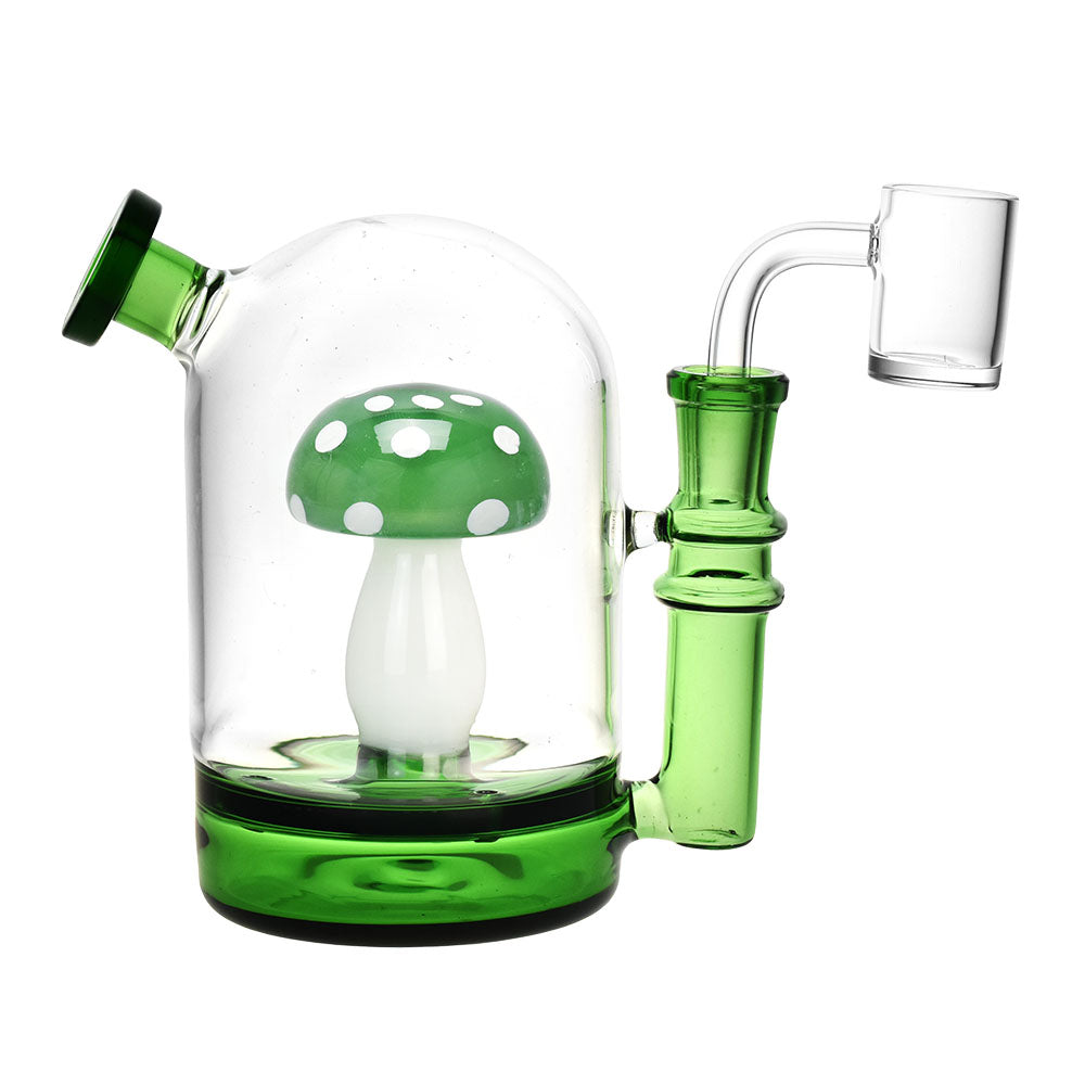 Fungus Specimen Jar Dab Rig with Mushroom Motif, 14mm Female Joint, Front View
