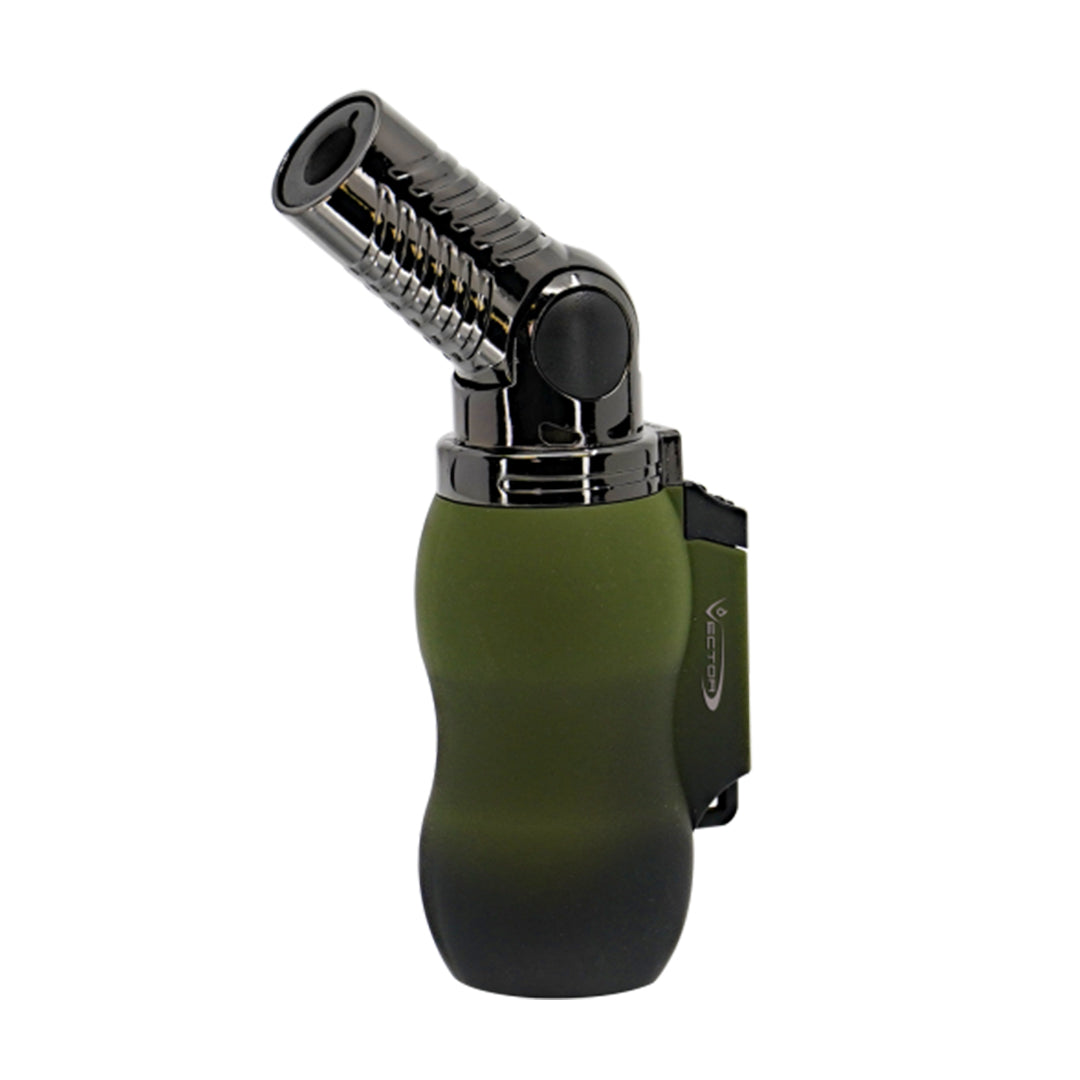 Vector Vantage Mini Torch in Green/Black, ergonomic grip, precision flame control, front view