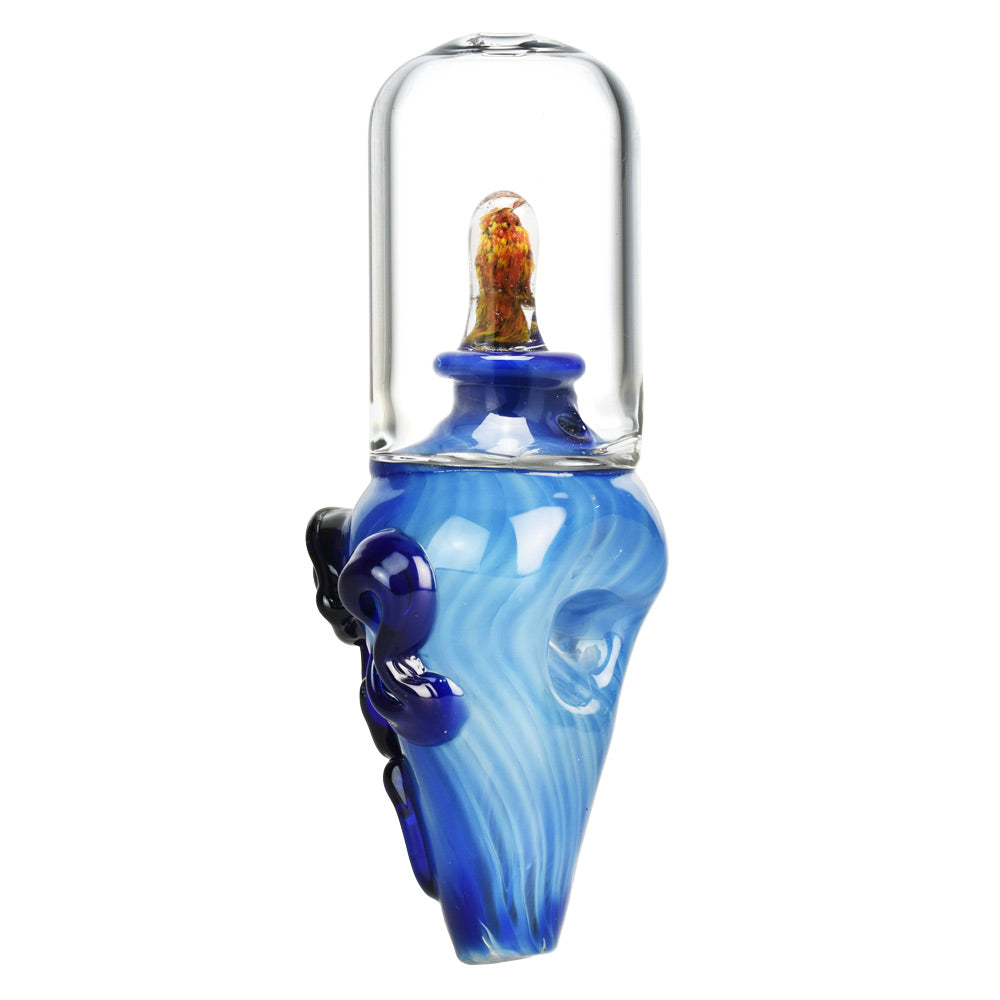 Galaxy Brain Trippy Glass Hand Pipe, 6" Borosilicate, Portable, Swirl Design, Front View