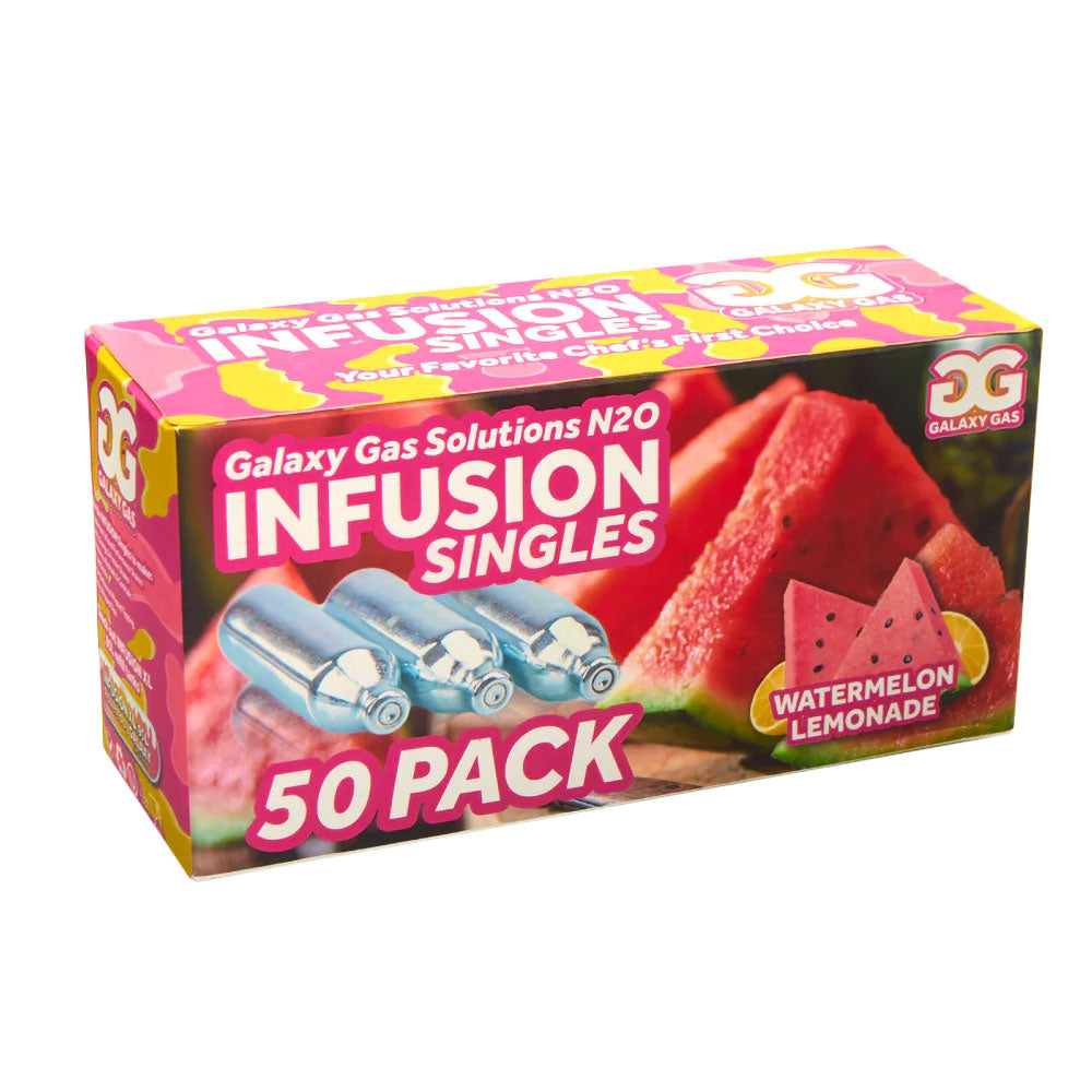 Galaxy Gas Infusion Cream Chargers, 50 Pack, Watermelon Lemonade Flavor - Front View