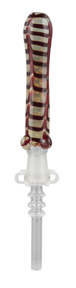 Borosilicate Glass Dab Straw with Quartz Tip, 6.5", Assorted Striped Colors, Front View
