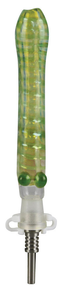 6" Borosilicate Glass Dab Straw with Durable Titanium Tip, Front View on White Background