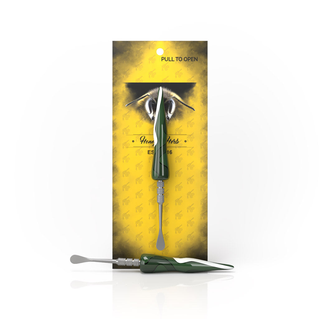 Honeybee Herb Swirl Tide Dab Tool in Dark-Green with Sleek Design - Front View