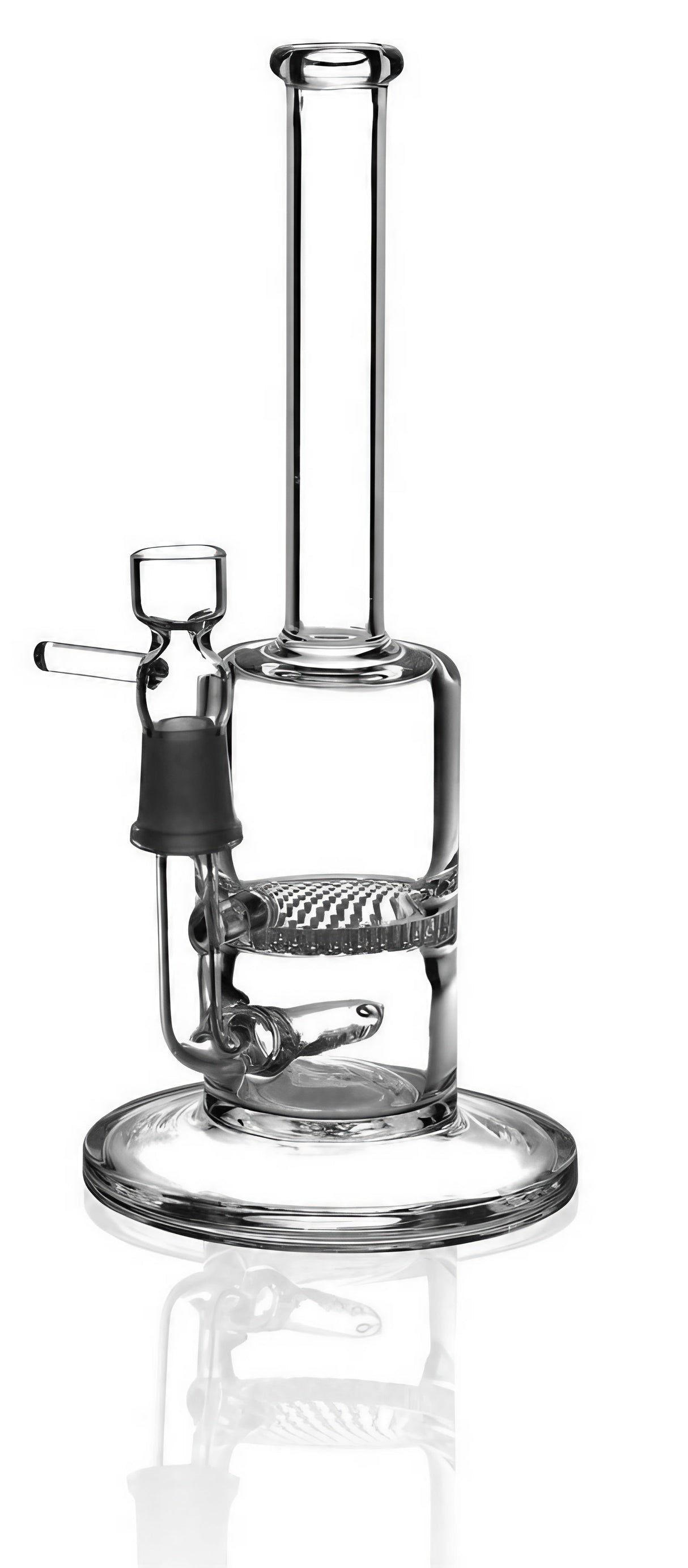 9" No Brand Glass Inline Water Pipe with Honeycomb Percolator and 90 Degree Joint