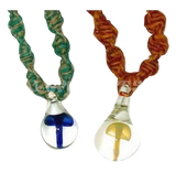 Glass Mushroom Teardrop Pendants with Colored Hemp Necklaces, Unisex, 20" Length