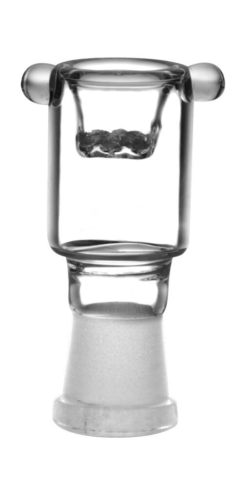 Borosilicate Glass Skull Waterpipe Bowl, 14mm Male Joint, Front View on White Background