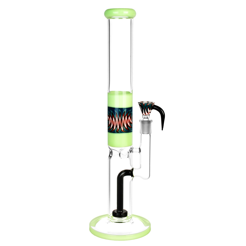 Glitch Tube Water Pipe with Horn Bowl, 15.5" Borosilicate Glass, Front View