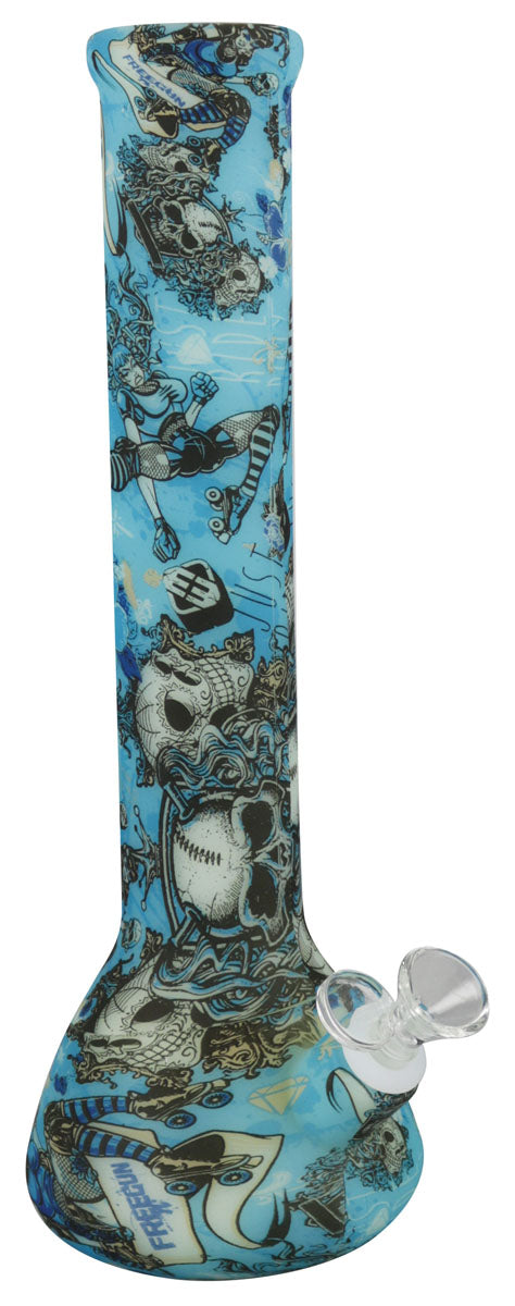 13" Glow in the Dark Psychedelic Silicone Bong with 45 Degree Joint, Front View