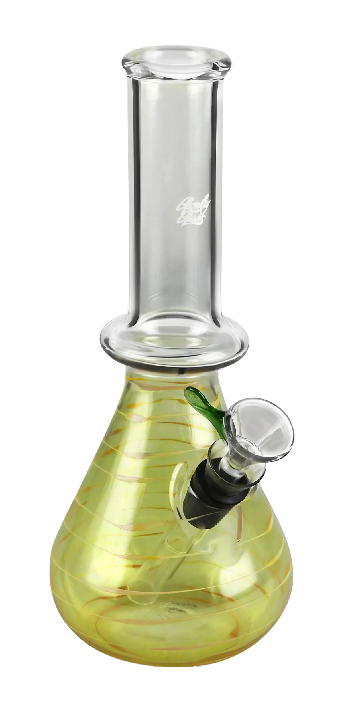 Glowfly Glass Flared Neck Beaker Bong with Heavy Wall, 8" Height, Front View