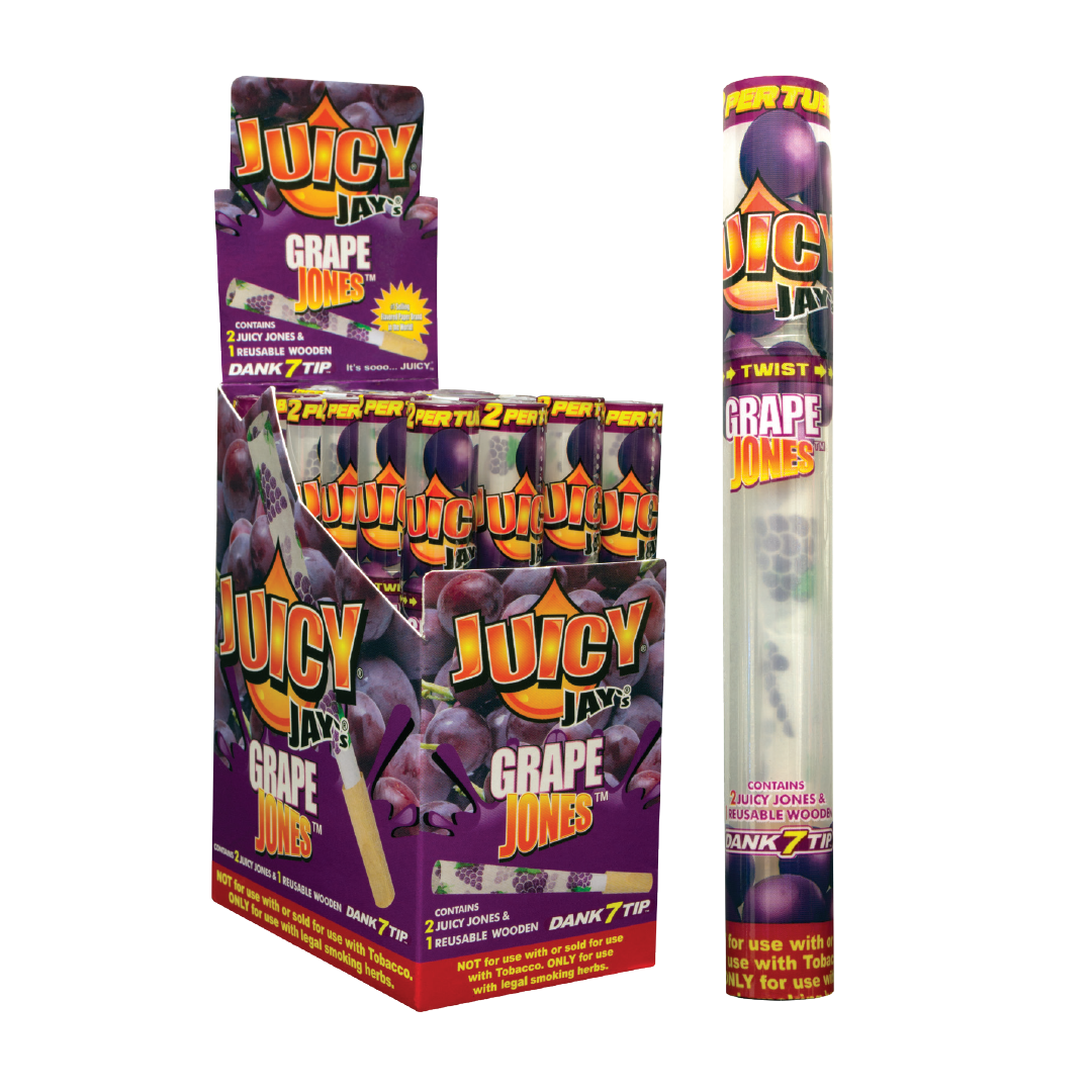 Juicy Jays Grape Flavored Hemp & Flax Rolling Cones 24pk with Reusable Tips