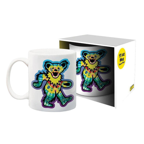Grateful Dead Rainbow Bear Ceramic Mug - 11oz White Mug with Colorful Bear Design