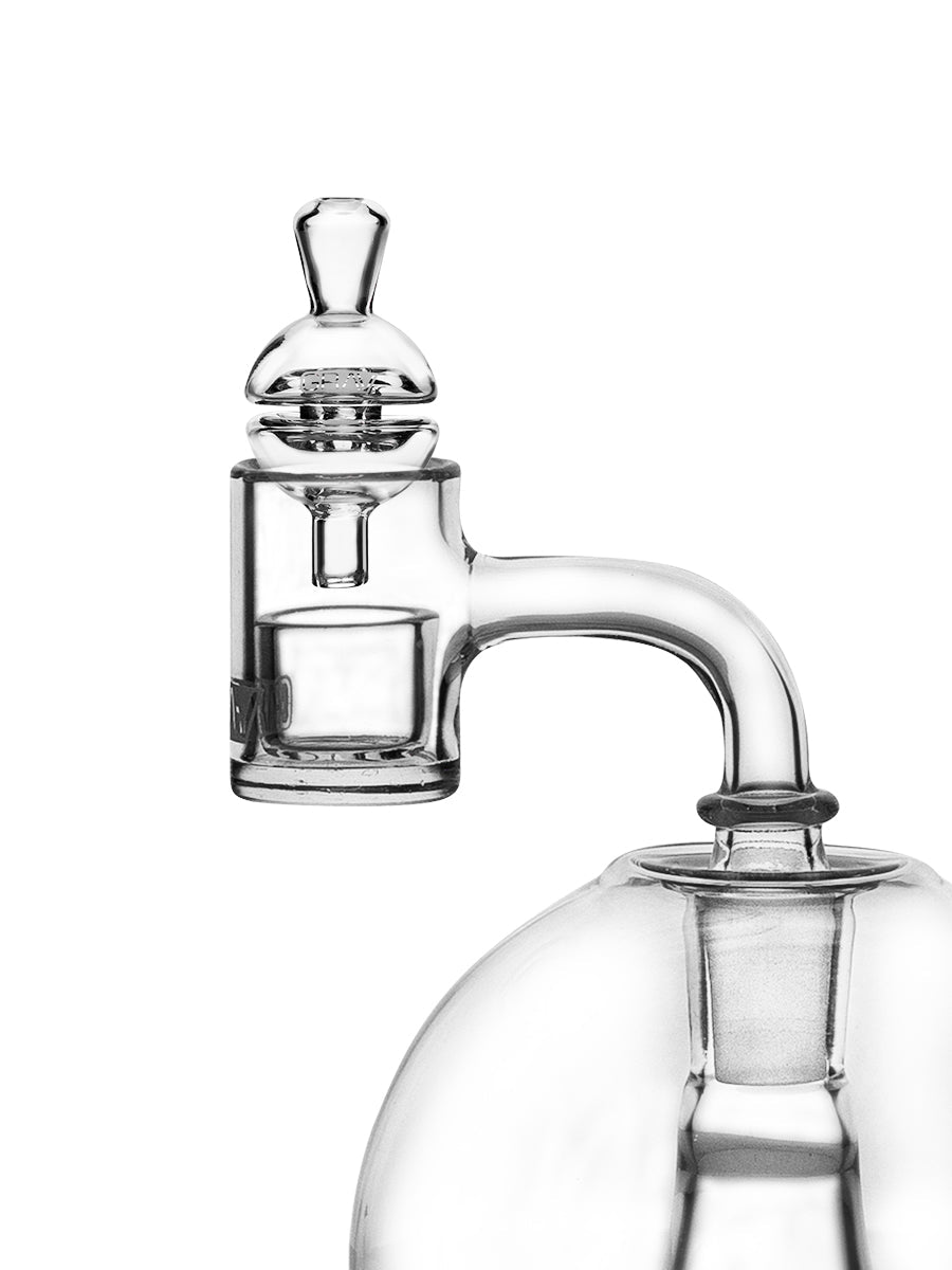 GRAV 14mm 90° Quartz Bucket with Inserts & Carb Cap Set, Clear, Close-up Side View