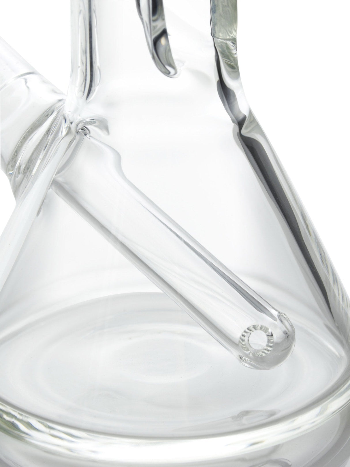 Close-up of GRAV Beaker Bong with Geometric Ice Pinch and Slitted Downstem