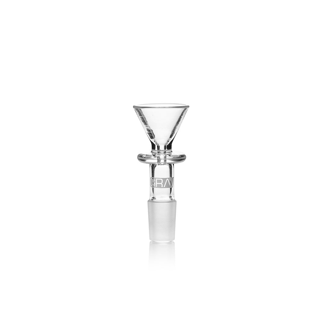 GRAV Clear Borosilicate Glass Bong Bowl, 14mm Joint, Front View on Seamless White Background