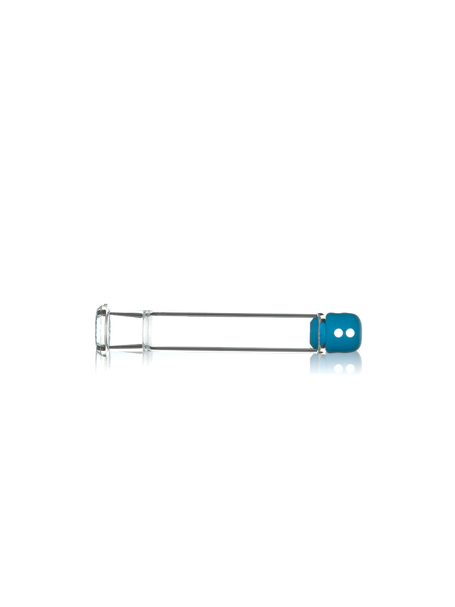 GRAV Deco Beaker Down Stem in Silicone and Borosilicate Glass, Blue, Side View