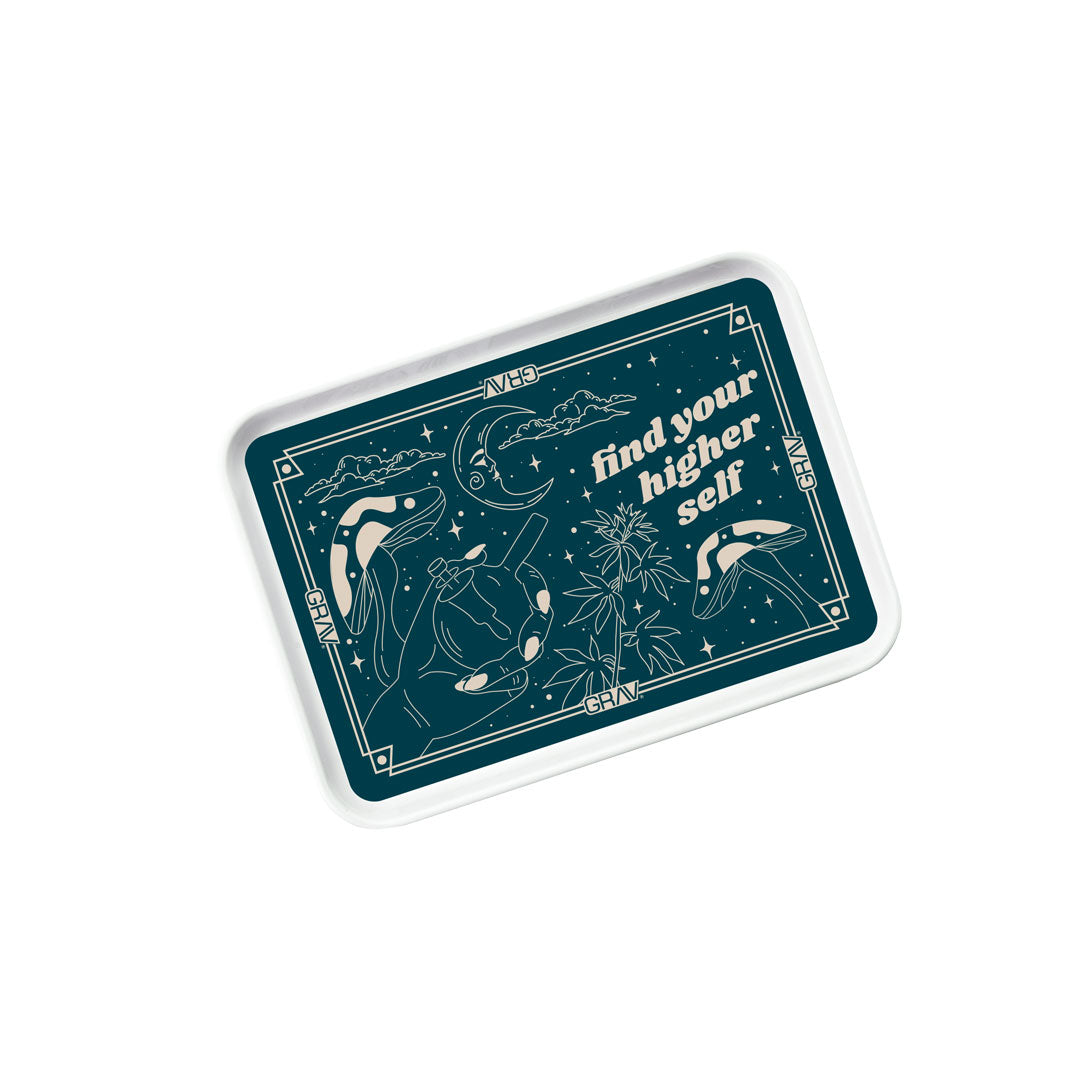 GRAV Flower Starter Kit Bundle with illustrated smell-proof bag, top view