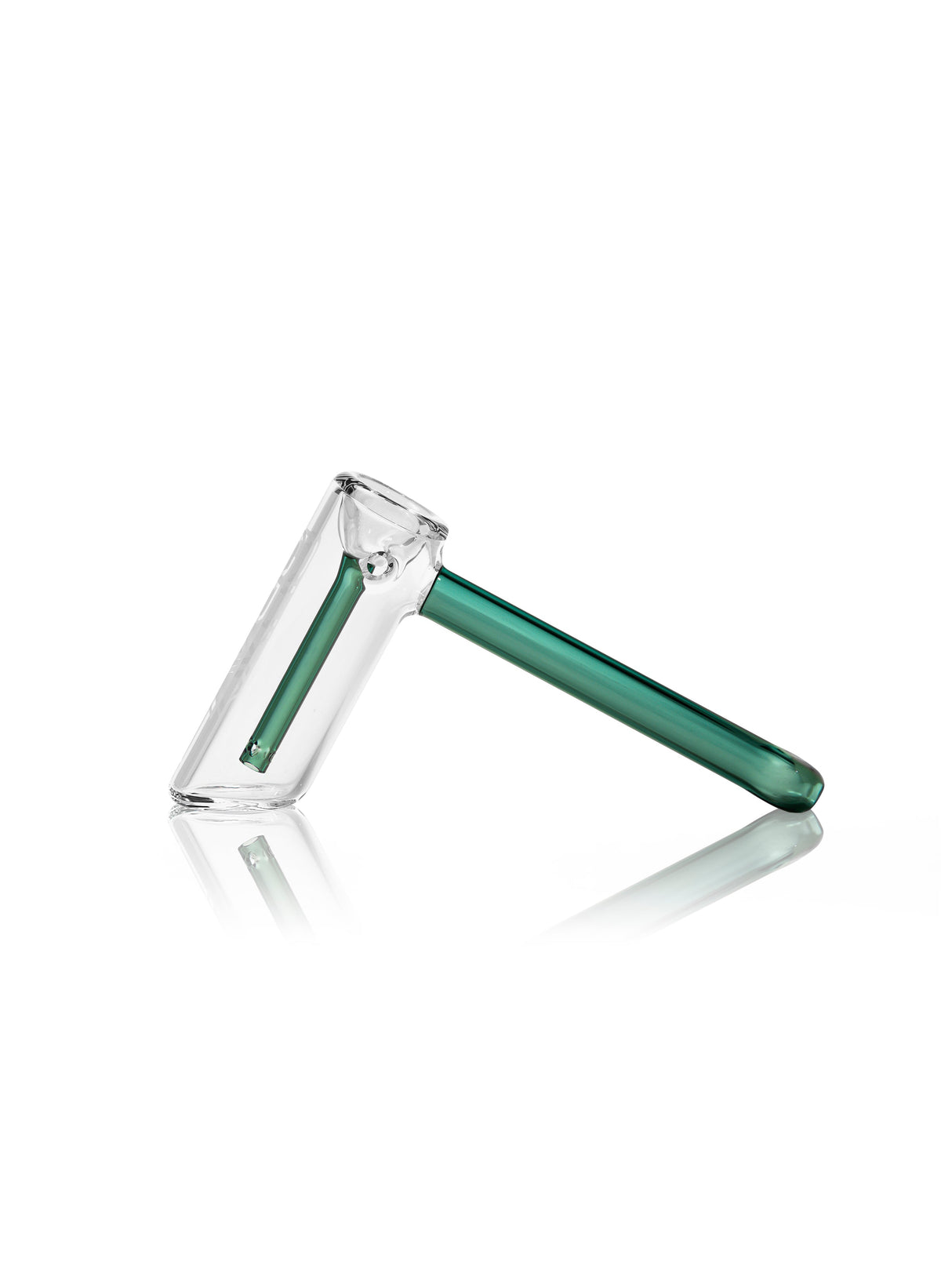 GRAV Hammer Bubbler in Lake Green with clear beaker base and side angle view