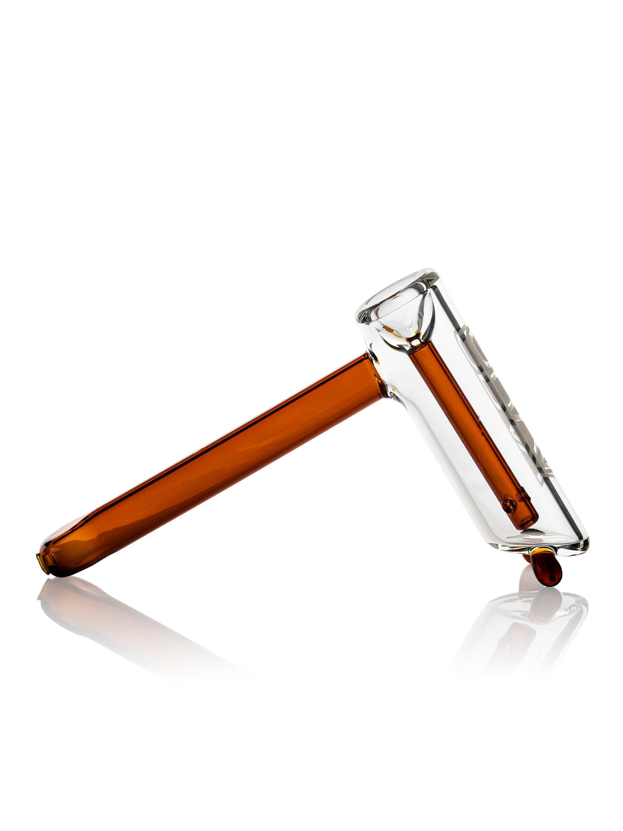 GRAV Hammer Style Bubbler with Amber Colored Accents and Slitted Percolator, Side View