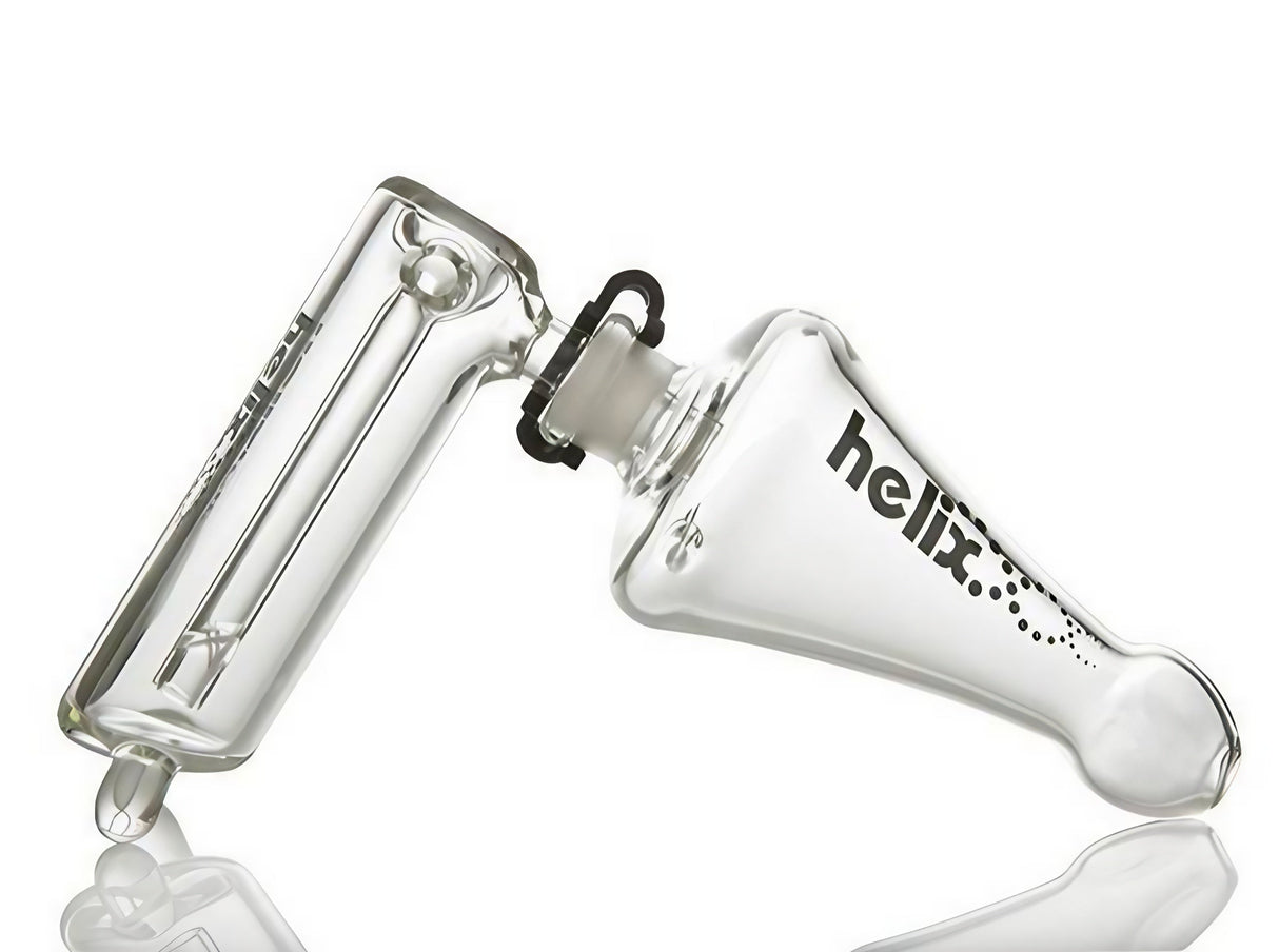 GRAV Helix Bubbler 3-in-1 with clear borosilicate glass, hammer design, and portable size
