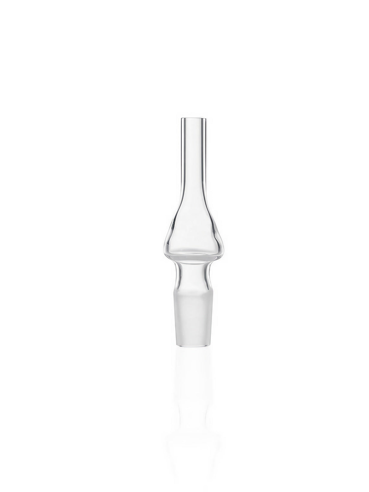 GRAV Helix Bubbler Attachment in Clear Borosilicate Glass, Front View, Compact Design