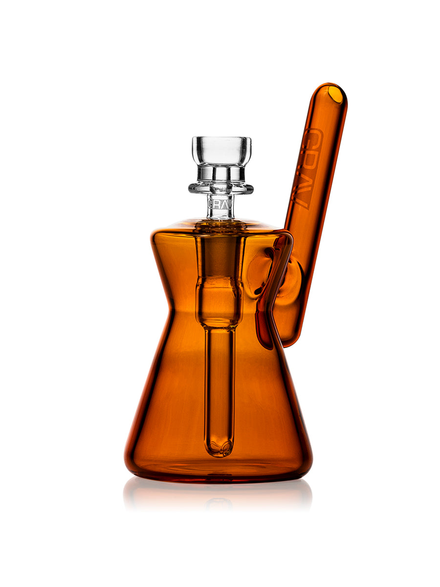 GRAV Hourglass Pocket Bubbler in Amber - Compact Design with 10mm Joint - Front View