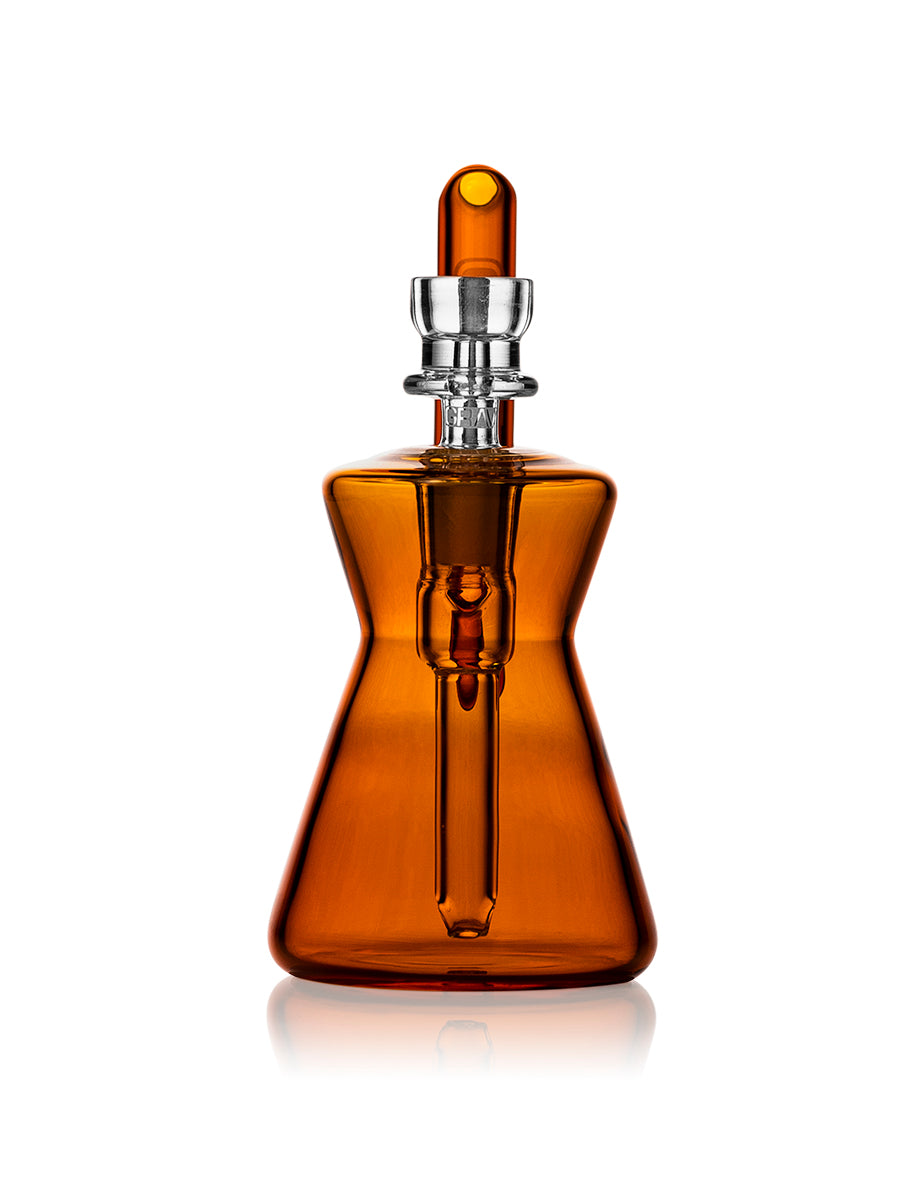 GRAV Hourglass Pocket Bubbler in Amber, Compact Design, 3" Height, Front View on White Background