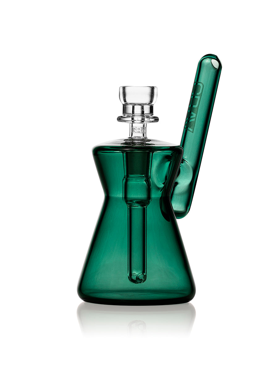 GRAV Hourglass Pocket Bubbler in Green - Front View with 14mm Bowl