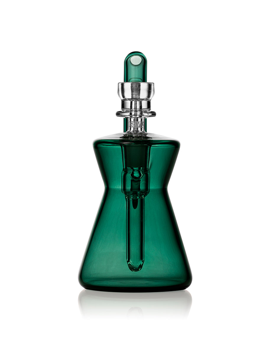 GRAV Hourglass Pocket Bubbler in Green - Compact Design for Concentrates, Front View