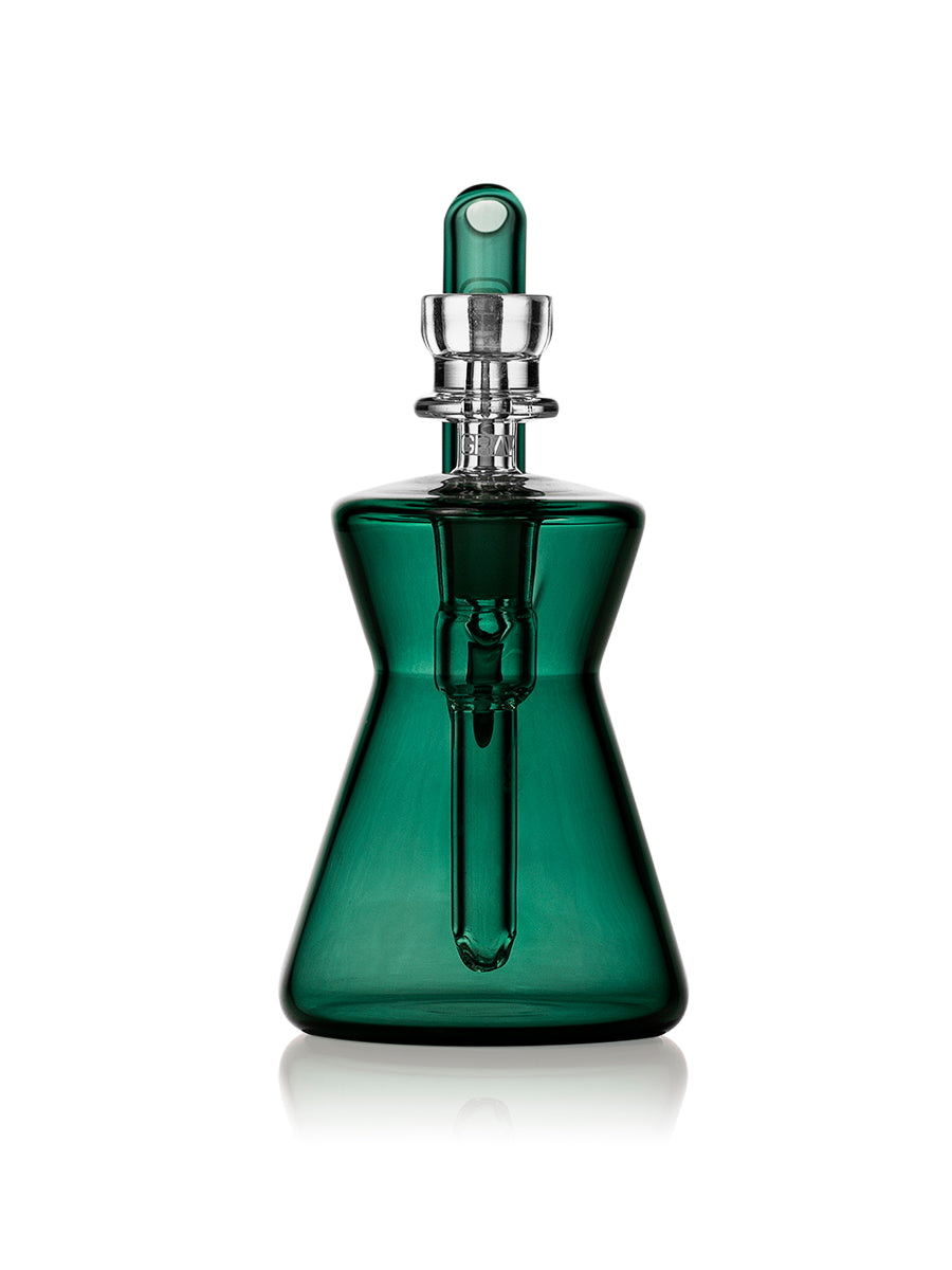 GRAV Hourglass Pocket Bubbler in Green - Compact Design for Concentrates, Front View