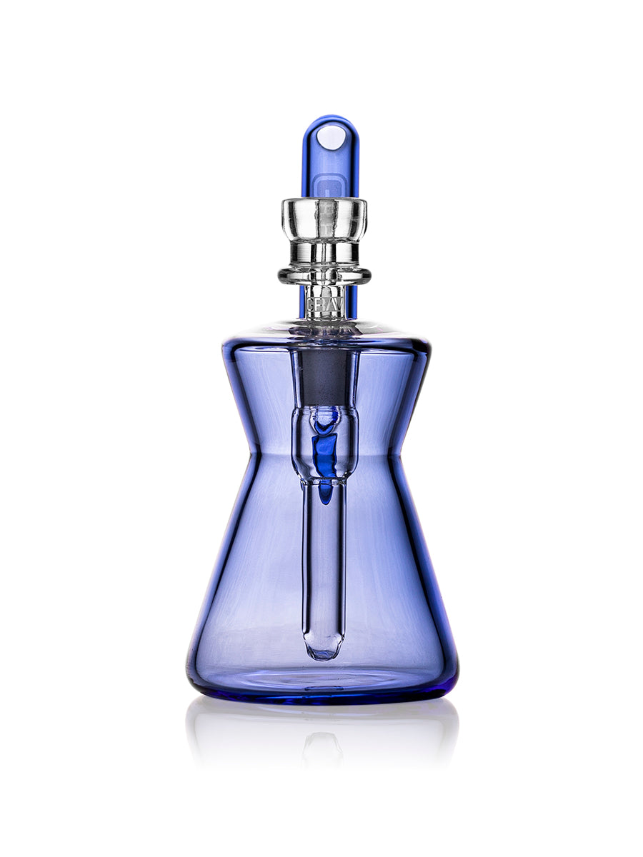 GRAV Hourglass Pocket Bubbler in Blue - Compact Design with 10mm Joint - Front View