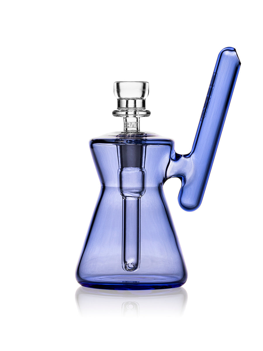 GRAV Hourglass Pocket Bubbler in Light Cobalt, Front View, Portable Design with 10mm Bowl