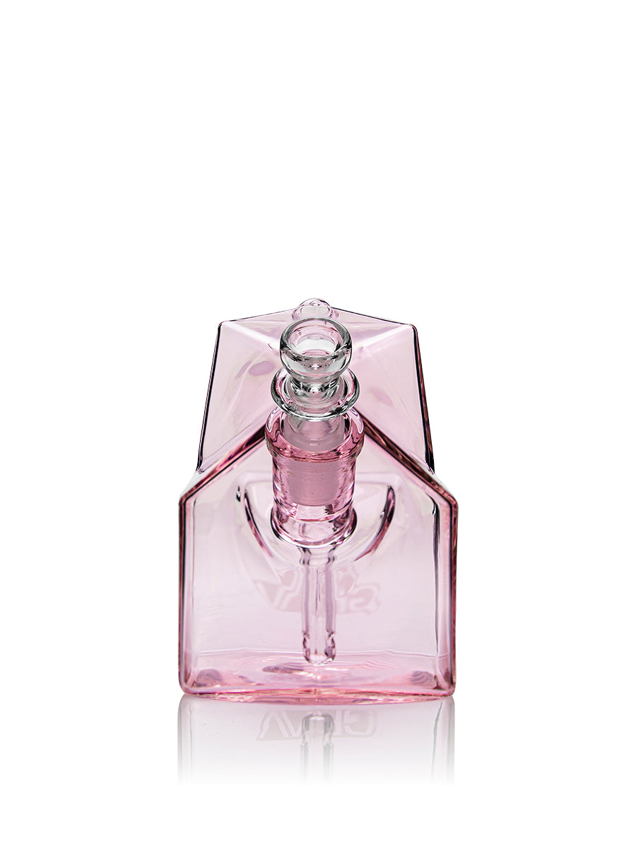 GRAV Milk Carton Bong in Pink Borosilicate Glass with Glass on Glass Joint - Front View